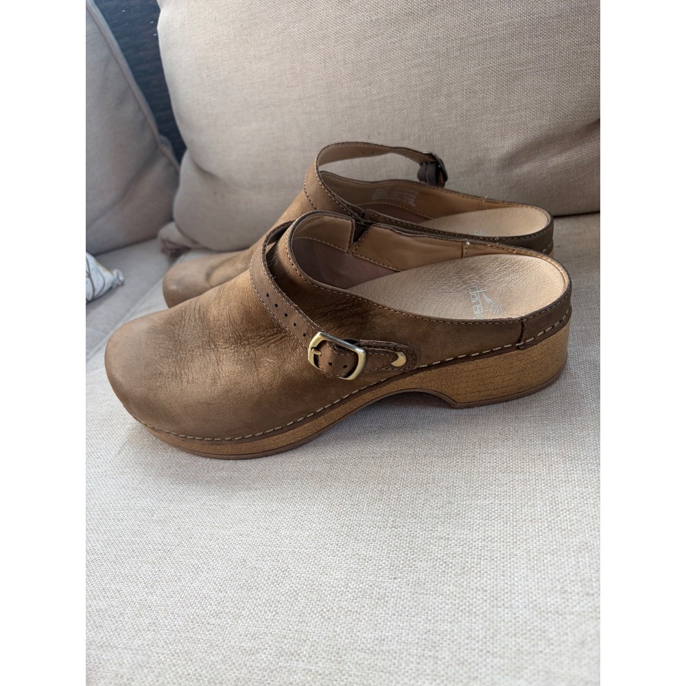 Dansko Clogs Mules Women 41 Brown Excellent Leather Buckle Strap Comfort